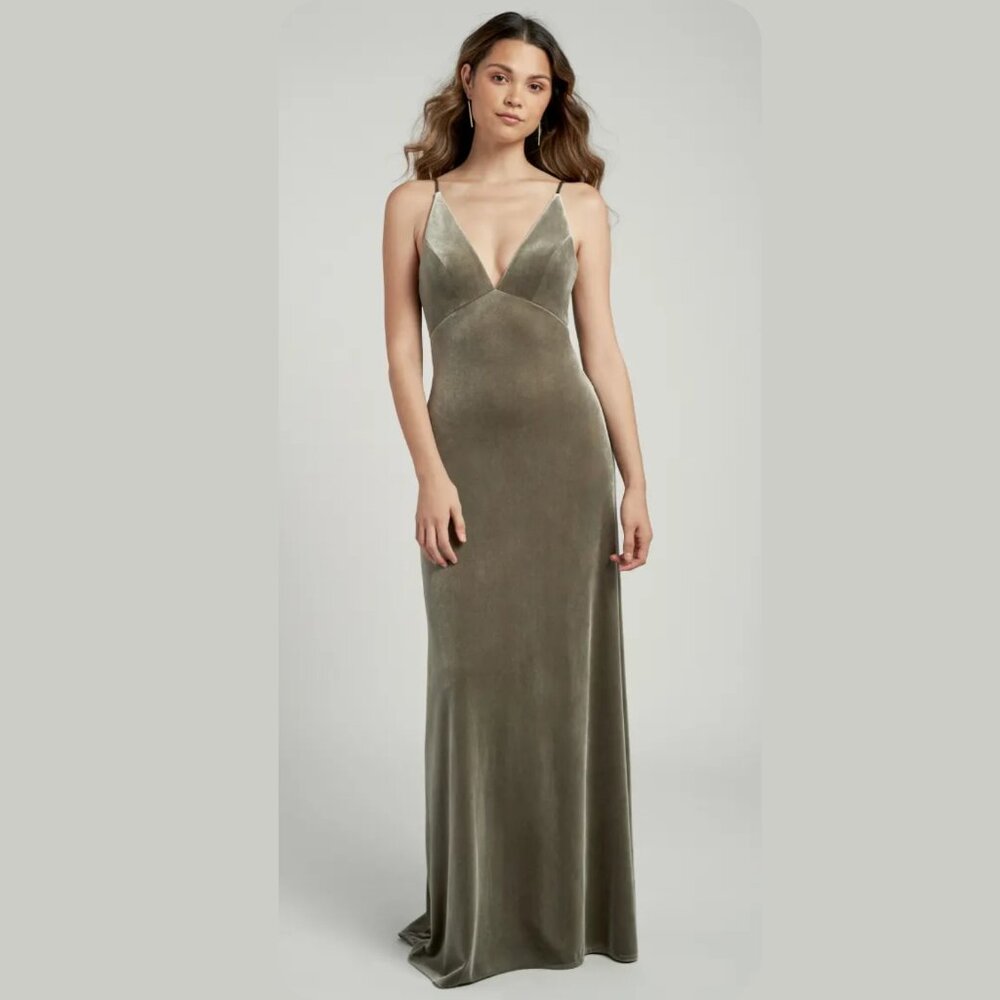 Jenny Yoo – Melanie (Velvet); Size 12, Sage, NWT